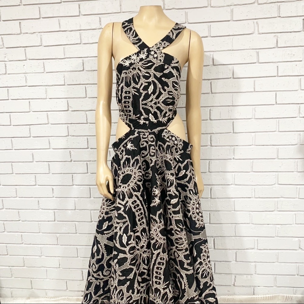 Asos Edition Embroidered Halter Midi Black Cutout Dress - Picture 2 of 14